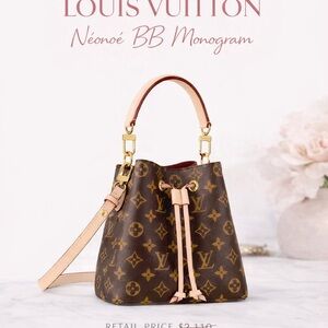 Louis Vuitton Monogram Néonoé BB Bucket Bag in Brown red Trim